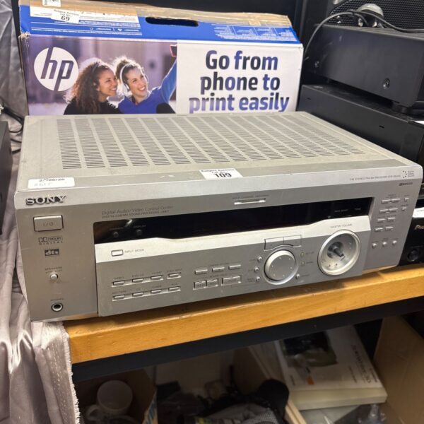 Vintage Sony STR-DE445 receiver, black stereo component.