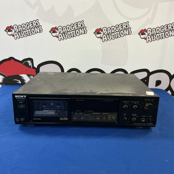 Vintage Sony TC-K630ES cassette deck, black hi-fi stereo player.