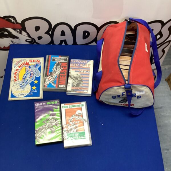 Lot of vintage speedway VHS cassettes for collectors.
