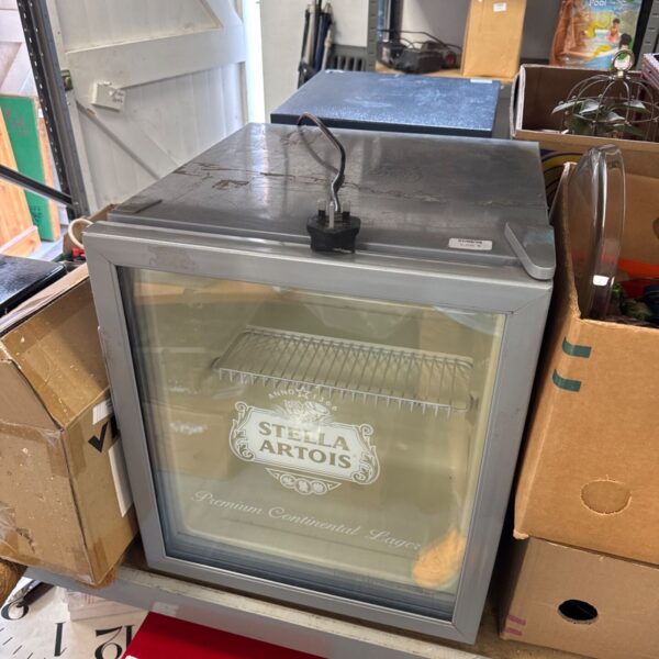 Stella Artois mini fridge for beer and drinks.