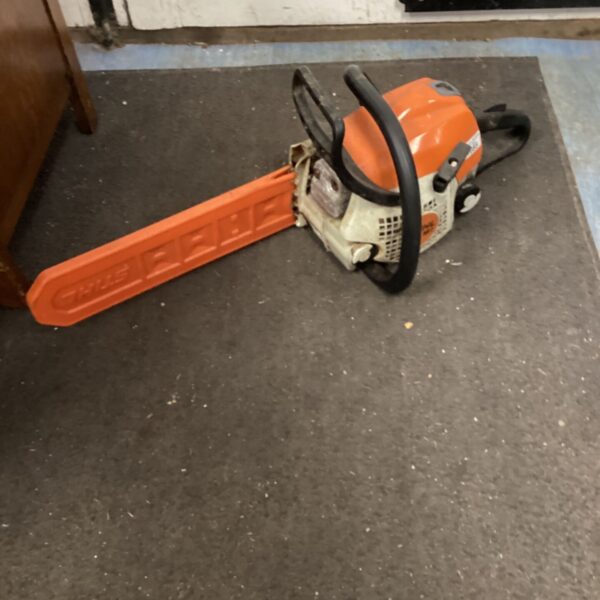 Used Stihl petrol chainsaw for sale, garden tool.