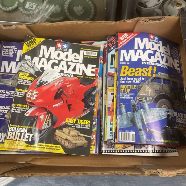 Vintage lot of Tamiya model magazines for scale modelling hobbyists.