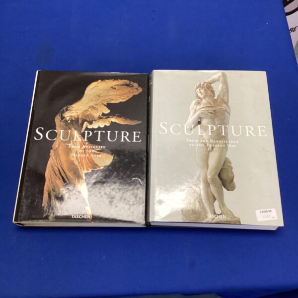 Taschen sculpture books, front covers displayed, art history reference.