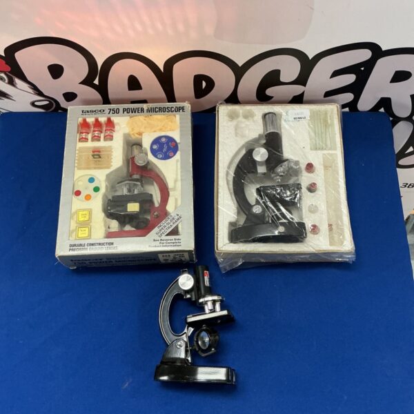 Vintage Tasco 750 Power Microscope, a classic scientific instrument.