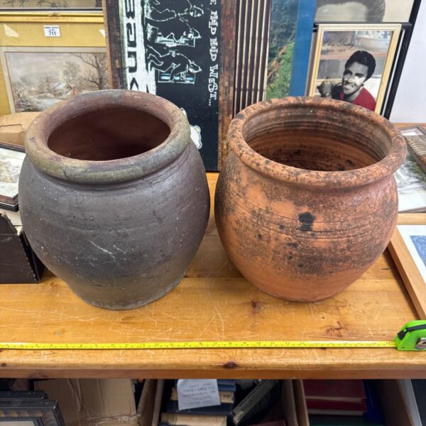 Vintage terracotta and salt glazed plant pots for garden or home.