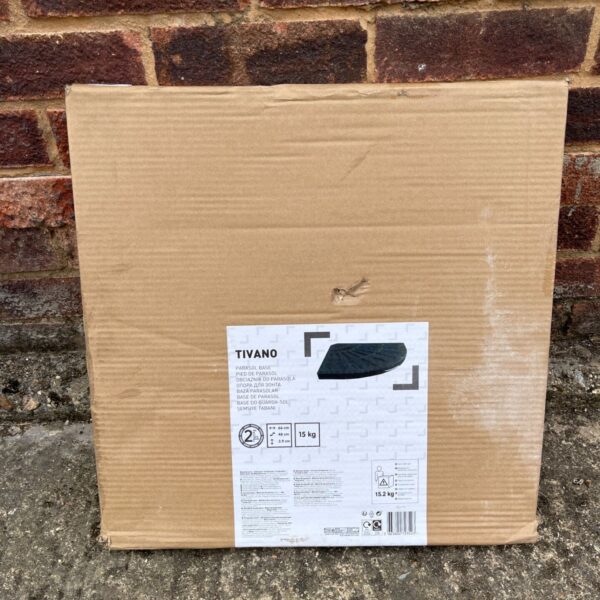 Heavy duty 15kg Tivano parasol base for garden use.
