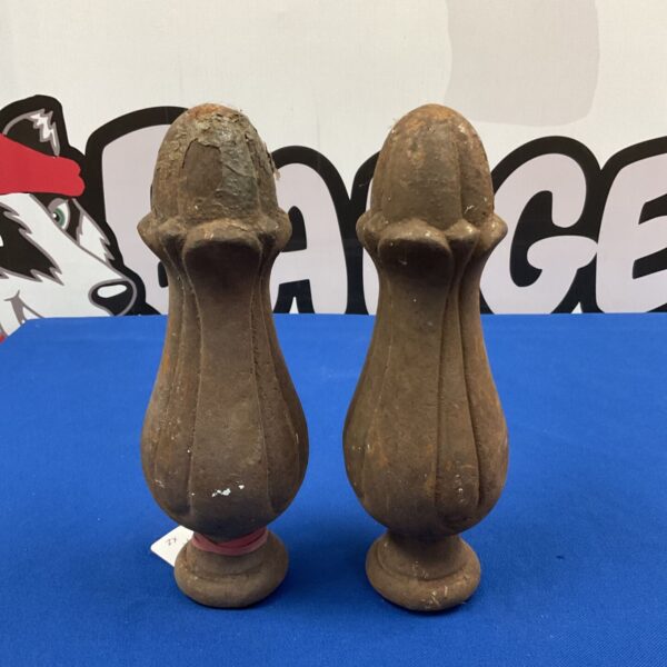 Pair of antique Victorian cast iron fence post finials.