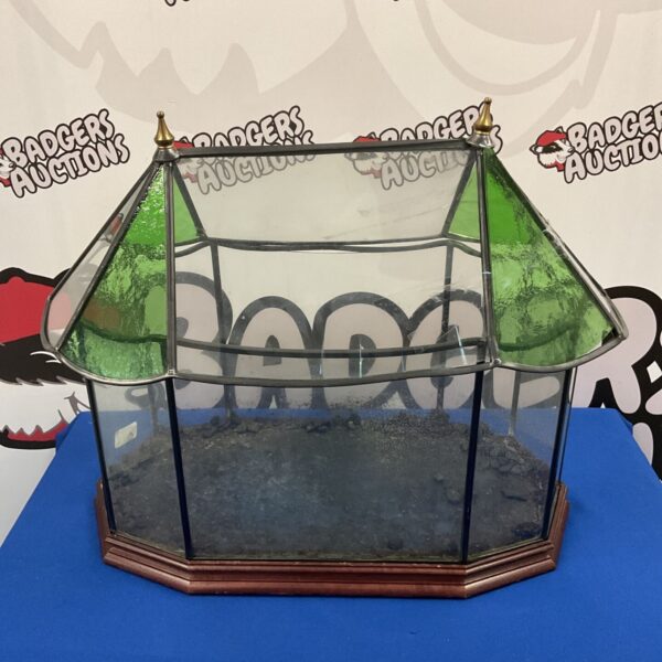 Antique Victorian terrarium with green tinted glass.