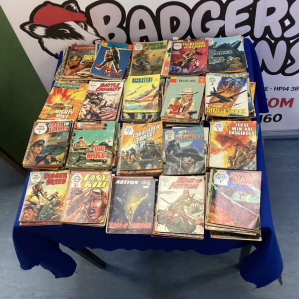 Lot of vintage action comics including Commando and Dark Judgment.