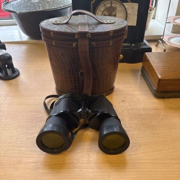 Vintage Tasco 16x50 binoculars with crocodile skin effect case.