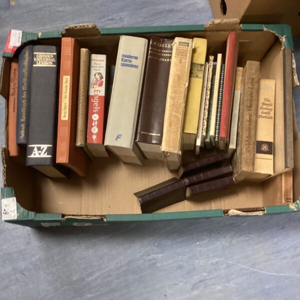 Vintage book lot with German dictionary and Bibles.