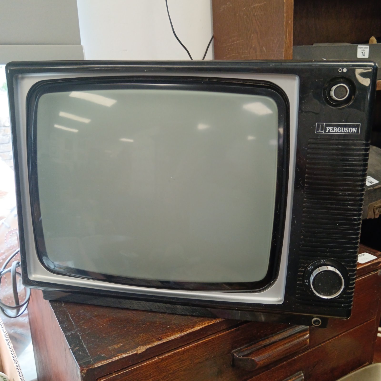 Vintage Ferguson 14 inch CRT television in grey casing.