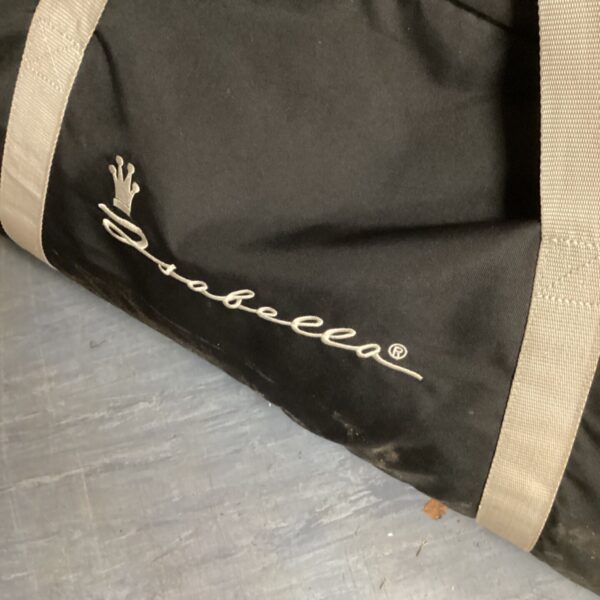 Vintage Gazeebo duffel bag showing wear and tear.