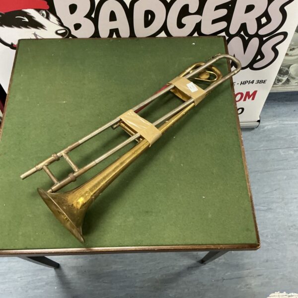 Vintage Lincoln trumpet, model 523, brass musical instrument.