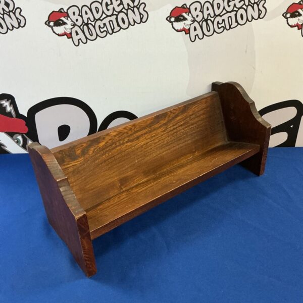 Vintage oak desktop bookshelf, a small wooden shelf for books.