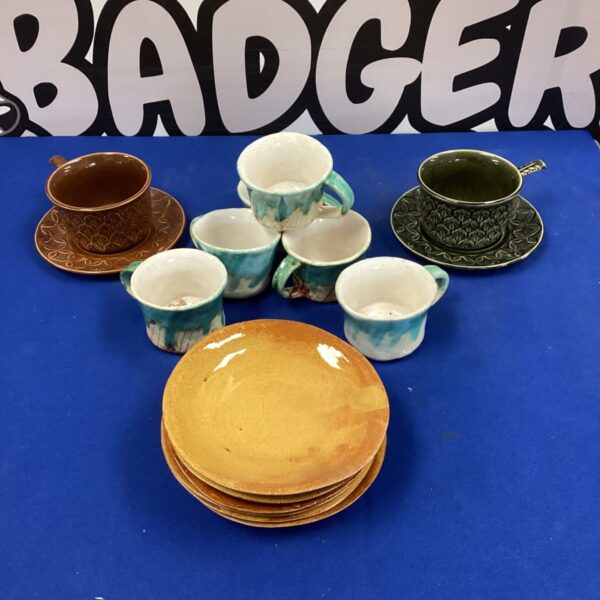 Vintage Tam O'Shanter tea set with colourful hand-painted designs.