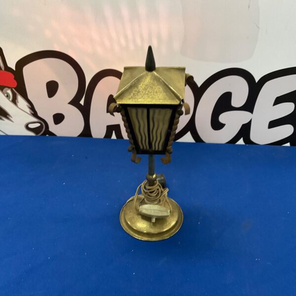 Vintage Victorian lantern table lamp with brass finish.