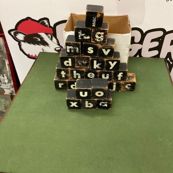 Vintage wooden ABC blocks with colourful letters, a classic educational toy.