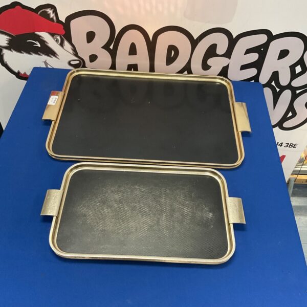 Vintage Woodmet serving tray with a rectangular shape and raised edges.