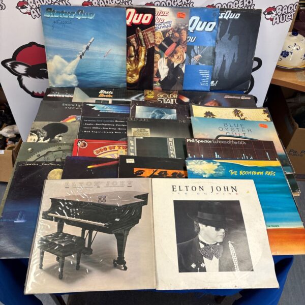 Mixed lot of vintage vinyl records including Status Quo and Elton John.