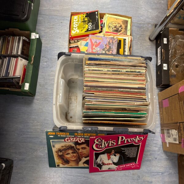 Lot of vintage vinyl records including Elvis Presley albums.