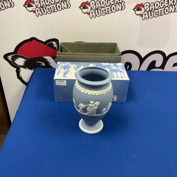 Antique Wedgwood Jasperware vase with original presentation box.