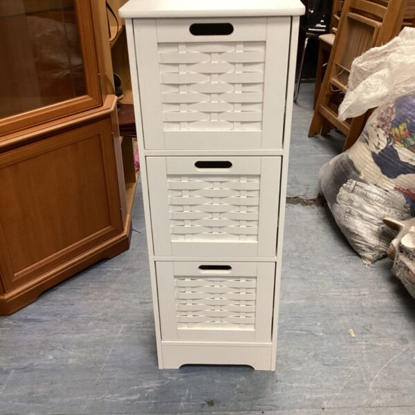 White 3 drawer unit, PADSTOW BAY model for bedroom storage.