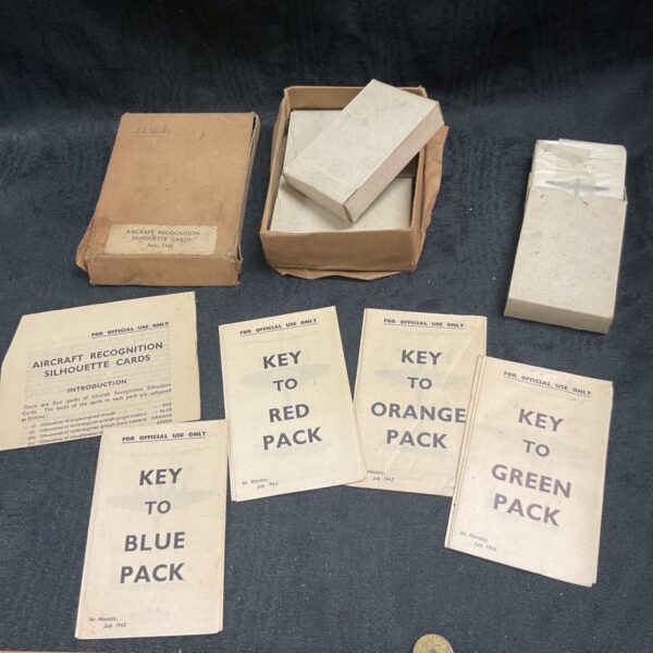 WWII aircraft recognition silhouette cards sealed in original packaging.
