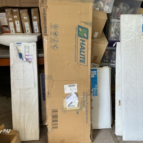 Gloss white 1700mm bath panel in original packaging.