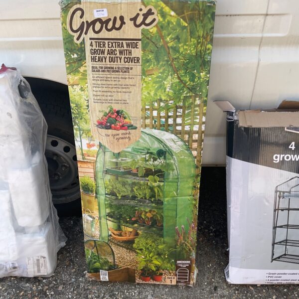Four tier extra wide grow house for garden plants.