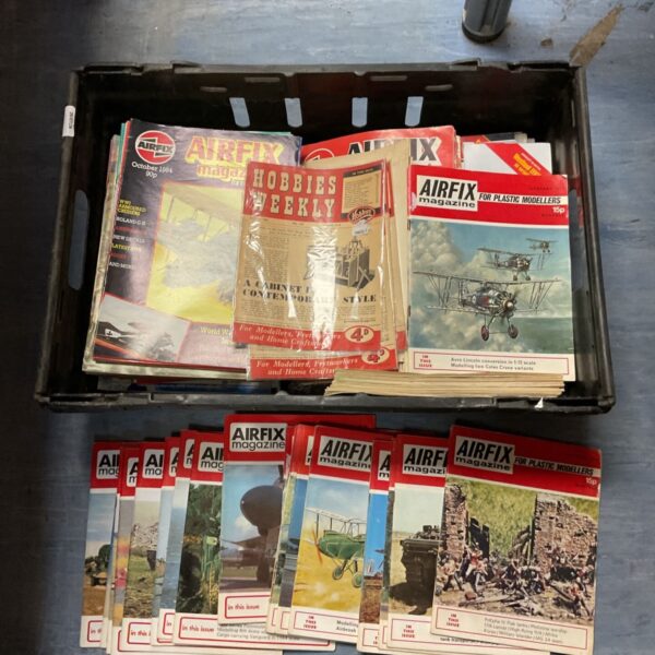 Vintage lot of Airfix model magazines for collectors.