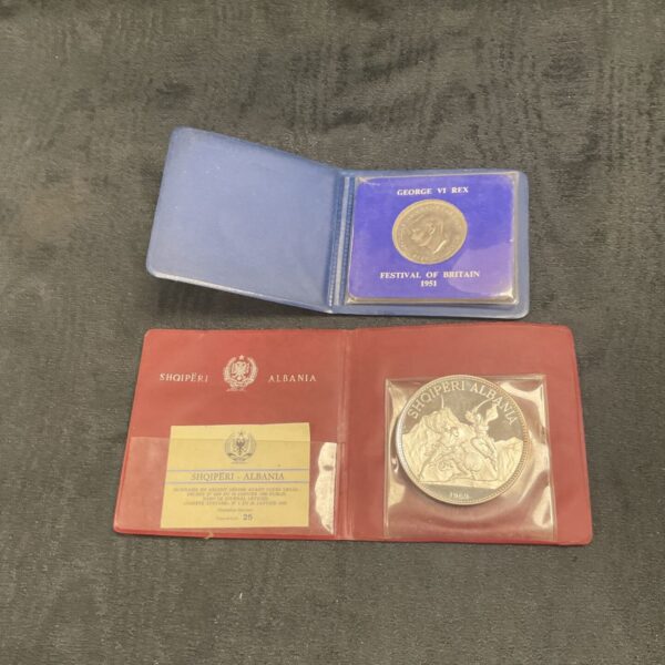 Albanian 25 Leke silver proof coin in presentation case.