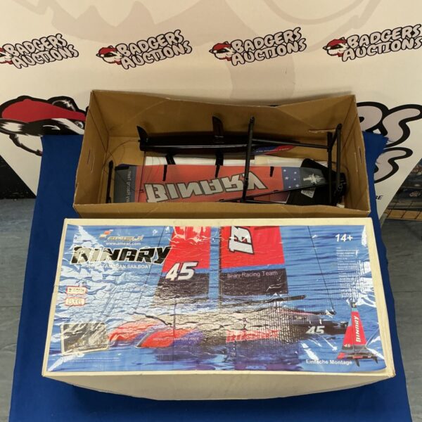 Amewi Binary 45 RC catamaran sailboat in original packaging.