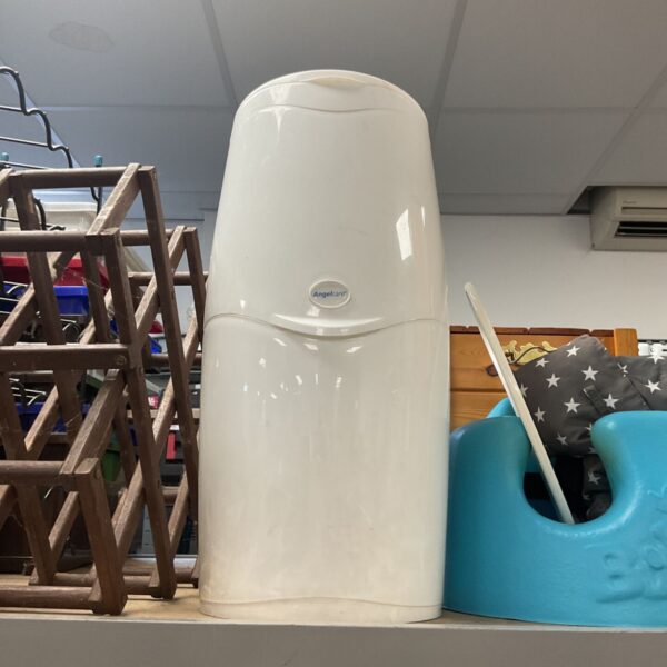 White Angelcare nappy disposal system for baby care hygiene.