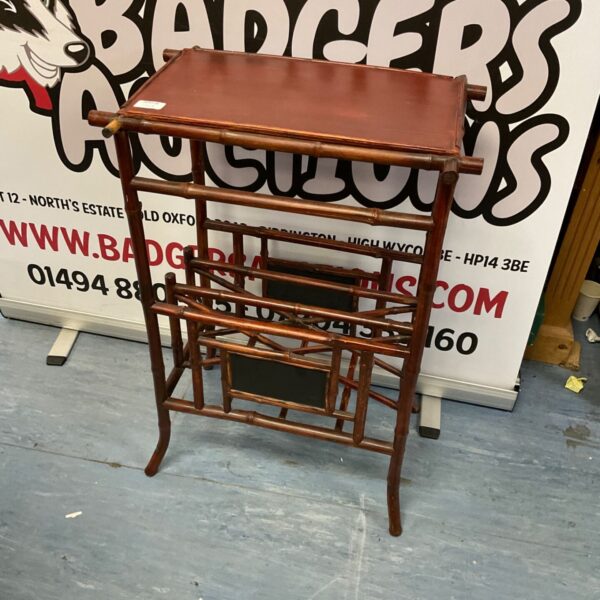 Antique bamboo side table with magazine rack, Chinese style.