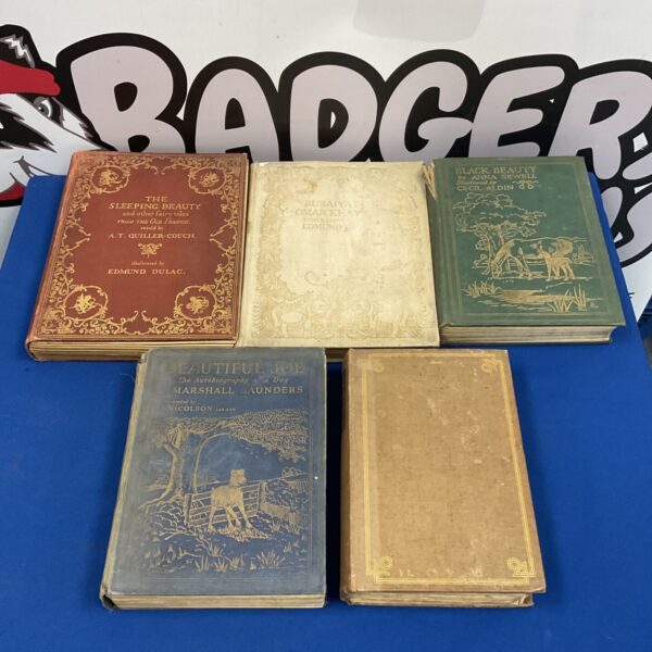 Antique book lot featuring Sleeping Beauty and Black Beauty.