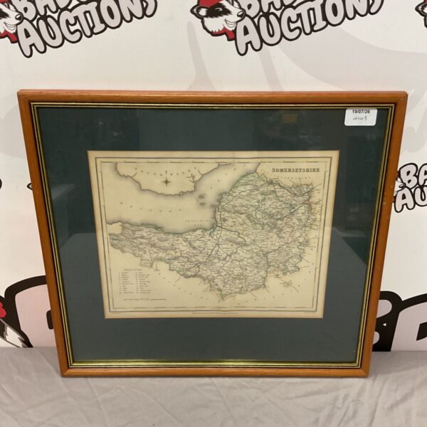 Antique R Creighton map of Somersetshire, framed vintage county map.