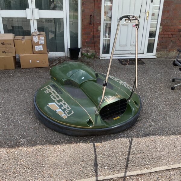 Green Arbortech Airboard hovercraft, a vintage Harrods item.