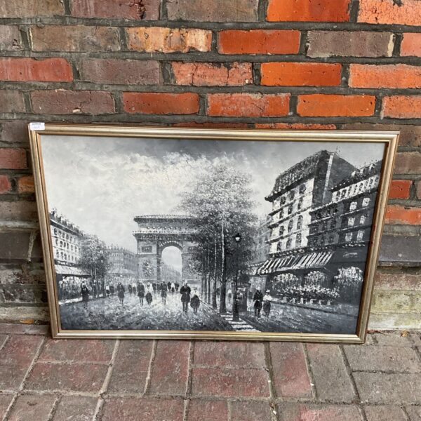 Original oil painting of the Arc de Triomphe in Paris by Burney.