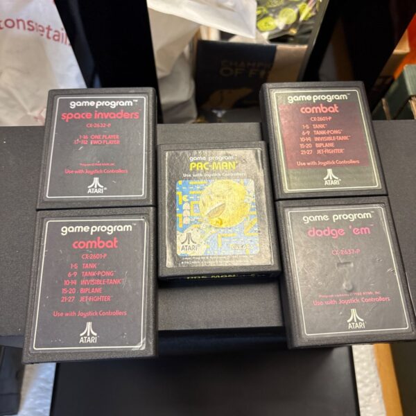 Vintage Atari game cartridges bundle for retro gaming collectors.
