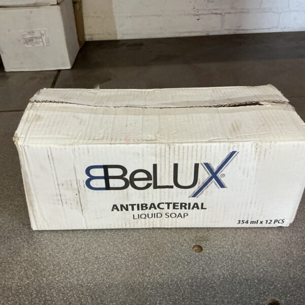 Job lot of unopened Belux antibacterial liquid soap in packaging.