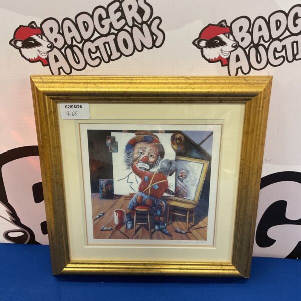 Framed Beniamino Topoli limited edition clown art print.