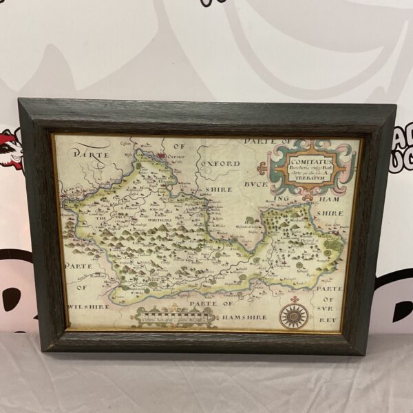 Framed antique reproduction map of Berkshire county.