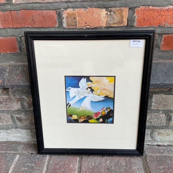 Framed Beryl Cook print of Elvis Presley, colourful pop art.