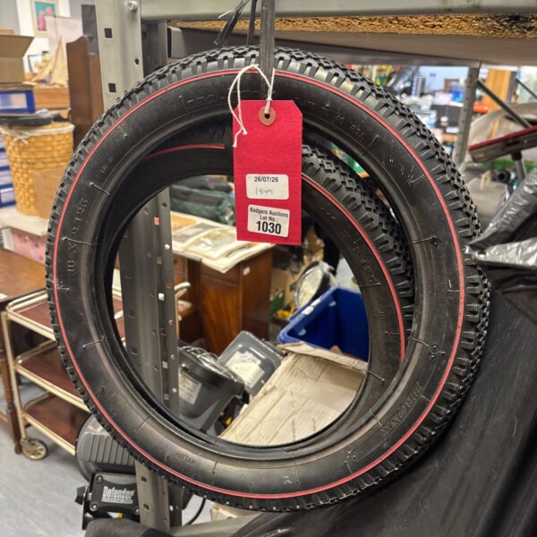 Pair of vintage 16 x 2.125 bicycle tyres for restoration.