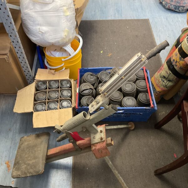 Birdmaster clay trap for shooting clay pigeons, showing signs of wear.