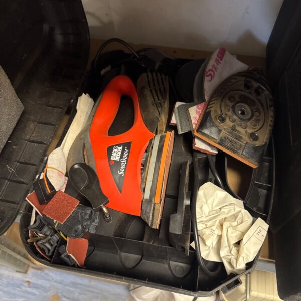 Used Black and Decker Sandstorm mouse sander for detail work.