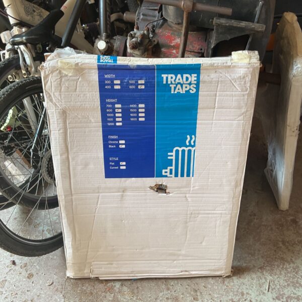 Black flat radiator measuring 600x800mm, ideal for home heating.