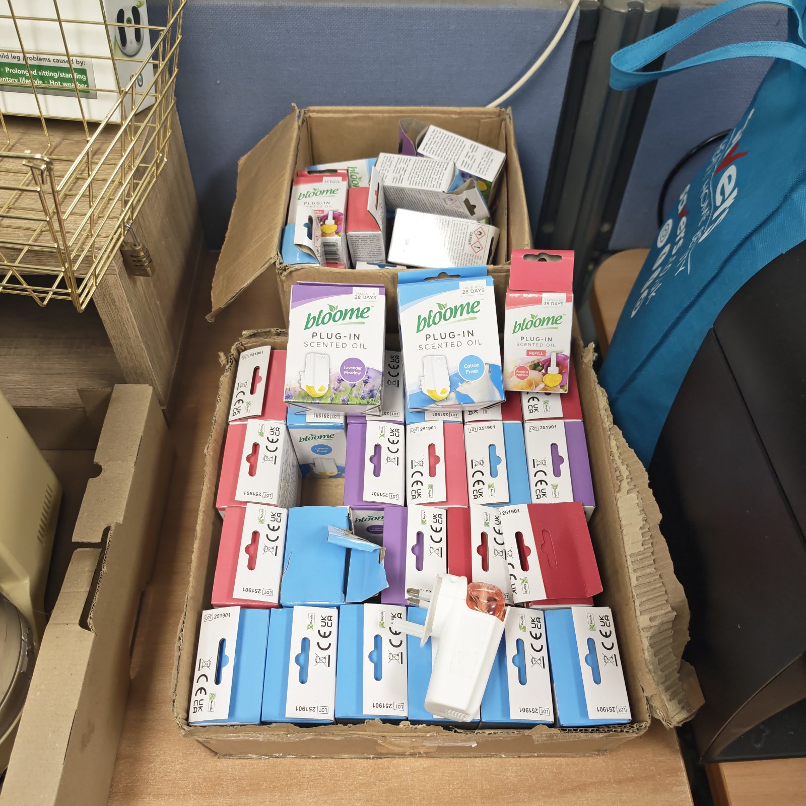 Two boxes of unopened Bloome plug-in air freshener refills.