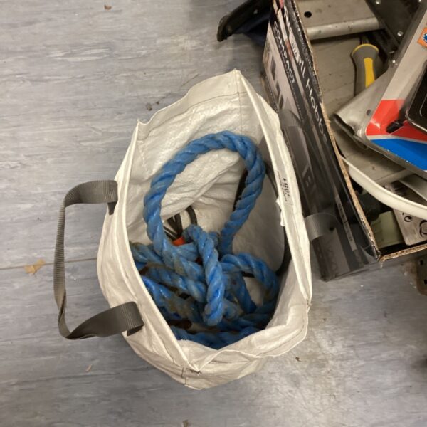 Blue rope lot in a white bag, ideal for DIY projects.